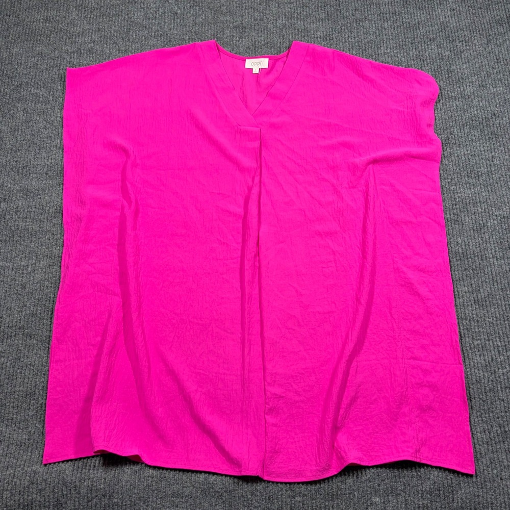 ODDI Blouse Women S Pink V-Neck Short Sleeve Oversized Dolman Tunic Top
